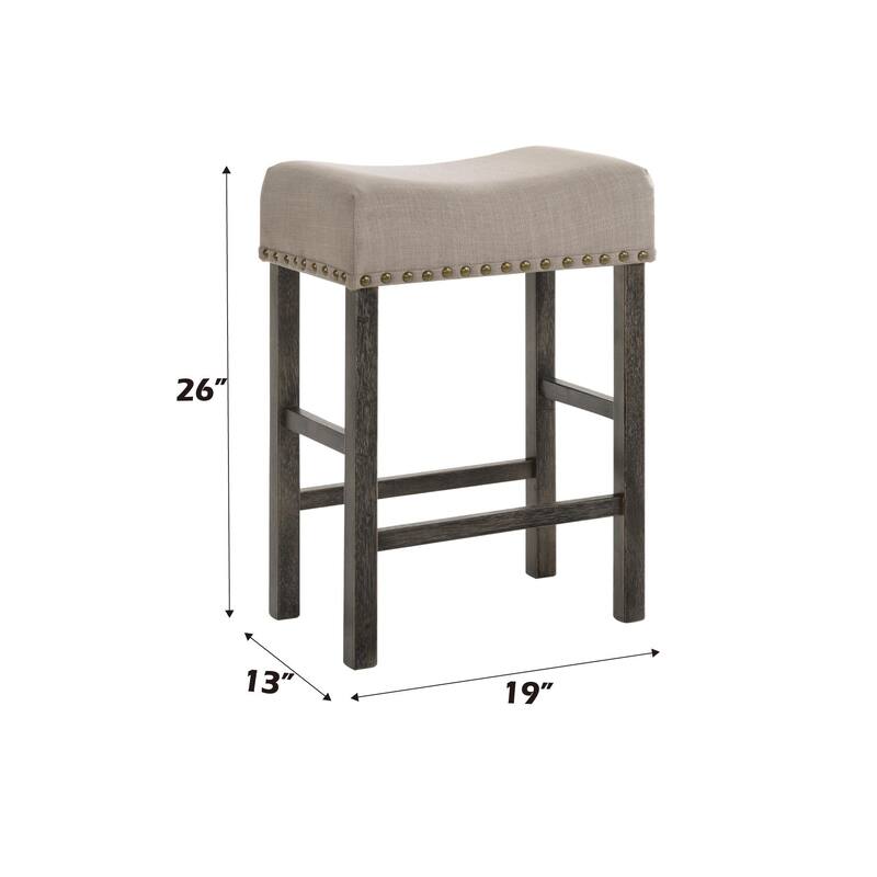 Martha II Tan Linen & Weathered Gray Finish Counter Height Stool (Set of 2)