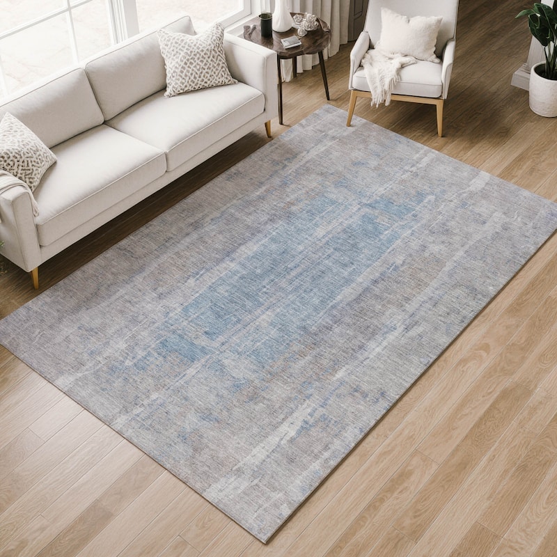 Machine Washable Indoor/ Outdoor Vintage Ombre Chantille Rug