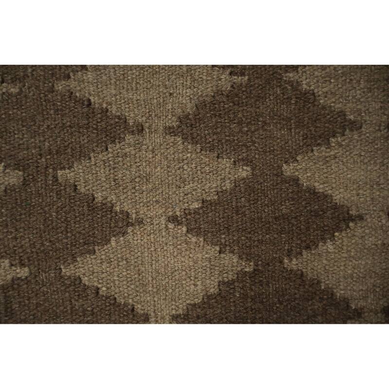 Hand Woven Oriental 100% Wool Carpet Southwestern Modern Brown Kilim Area Rug - 13' 0'' X 10' 0''