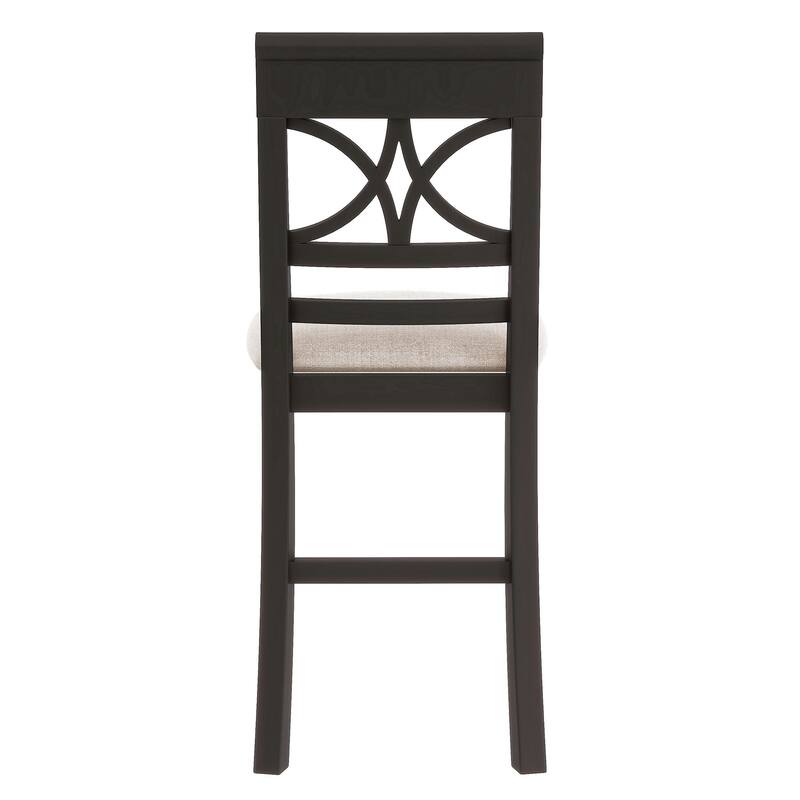 Espresso 6-Piece Counter Height Wooden Dining Table Set with Shelf, 4 Chairs & Bench