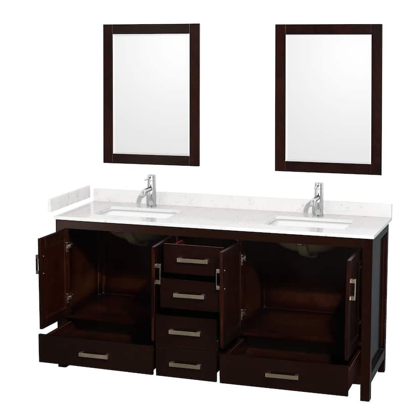 Wyndham Collection Sheffield 72" Double Bathroom Vanity, Carrara