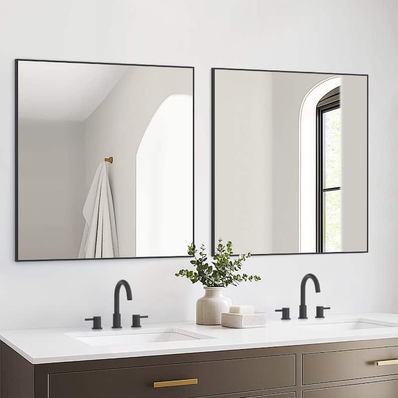 36 x 36 Inch Shatterproof Wall Mount Metal Frame Mirror