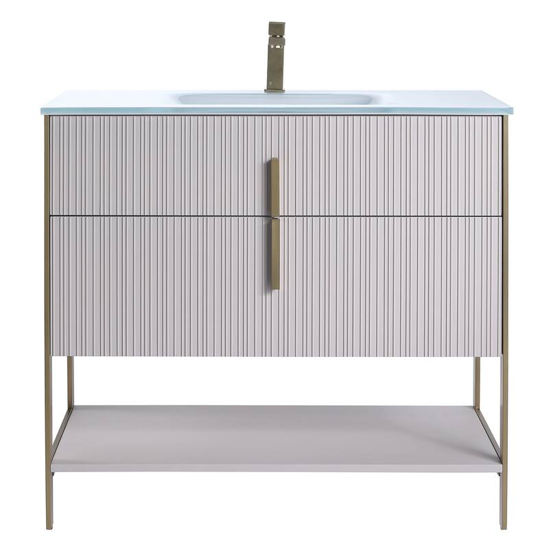 Fine Fixtures Serenity Modern Bathroom Vanity with White Glass Top