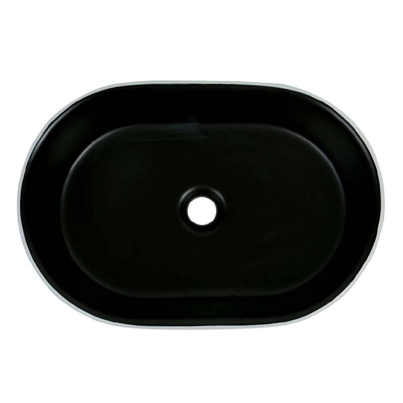 20" x 14" Textured Oval Vessel Sink - White Diamond Pattern Exterior with Black Interior - 20" x 14"