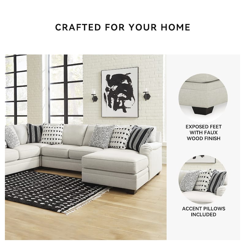 Signature Design by Ashley Huntsworth Dove Gray 4-Piece Sectional with Chaise - 128"W x 99"D x 38"H