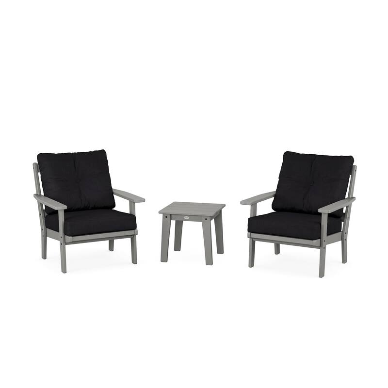 POLYWOOD Oxford 3-Piece Deep Seating Set - Slate Grey/Midnight Linen