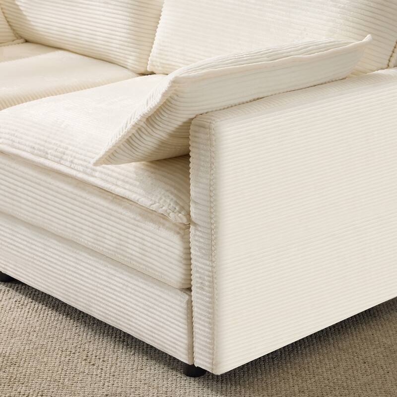Corduroy Modular Lovesear Sectional Sofa Deep Seat Couch with Pillows