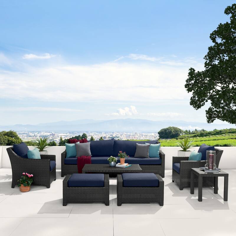 Deco 8 Piece Aluminum Outdoor Patio Sofa & Club Chair Set