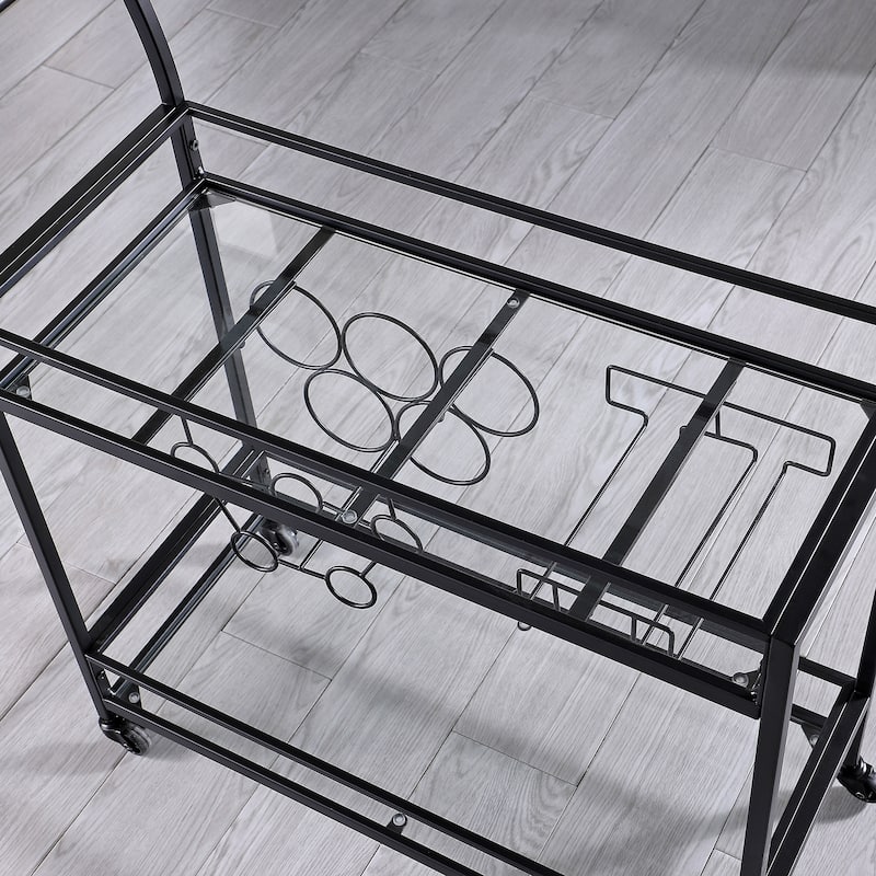 FirsTime & Co. Francesca Bar Cart, Metal Frame, Wood/Glass Top