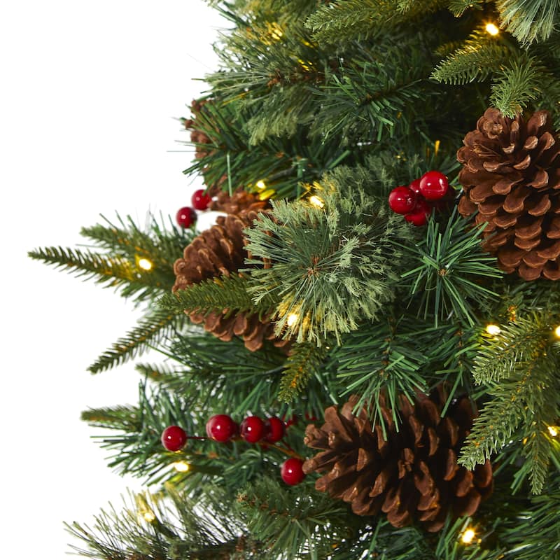4ft. Pine, Pinecone & Berries Artificial Christmas Tree in Decorative Urn - Charming Holiday X-Mas Accent Tree