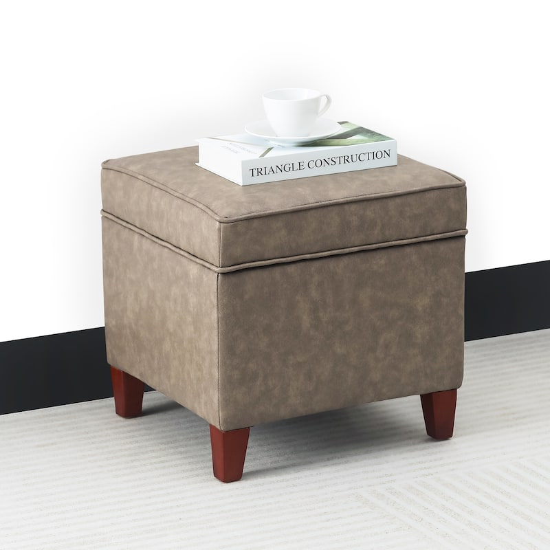 Adeco Square Storage Ottoman 17 inch Footstool