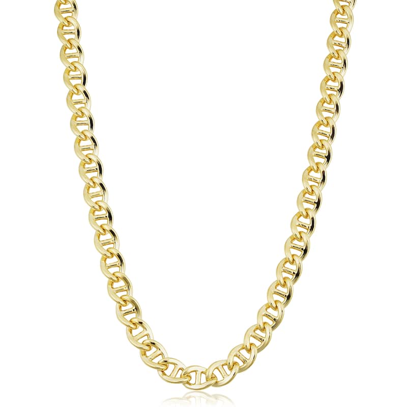 14k Yellow Gold Filled 7.7 mm Mariner Link Chain Necklace for Men