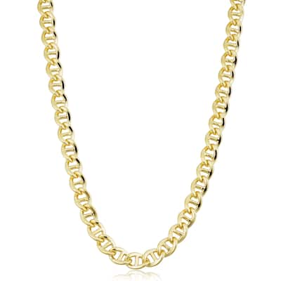 14k Yellow Gold Filled 7.7 mm Mariner Link Chain Necklace for Men