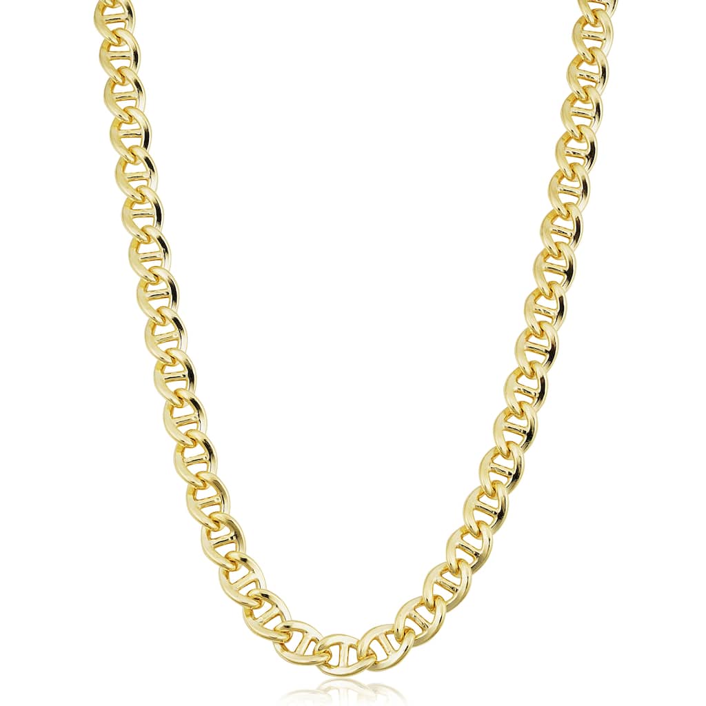 14k Yellow Gold Filled 7.7 mm Mariner Link Chain Necklace for Men