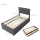 preview thumbnail 14 of 12, Twin Size Upholstered Platform Bed with Trundle and Storage Drawers, Modern Design with Stripe Headboard