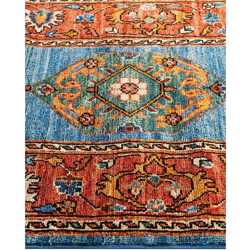 Serapi One-of-a-Kind Hand-Knotted Runner Rug - Light Blue, 2' 7" x 8' 7" - 2' 7" x 8' 7"