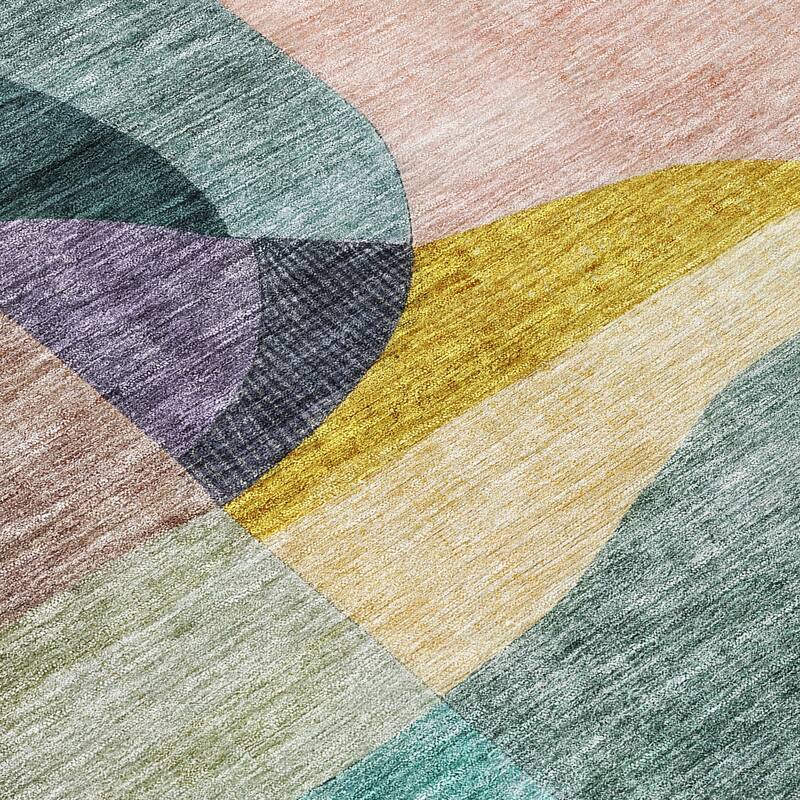 Machine Washable Indoor/ Outdoor Abstract Contemporary Chantille Rug