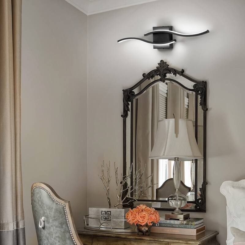 Curve Linear LED Dimmable 23.6-in W Bathroom Vanity Light Cool/Warm Light Wall Sconce