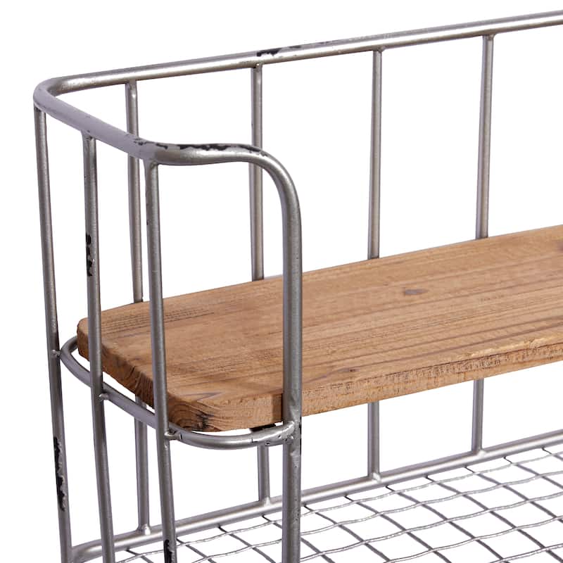 Brown Wood 6 Hangers Wall Hook - S/2 32",26"W