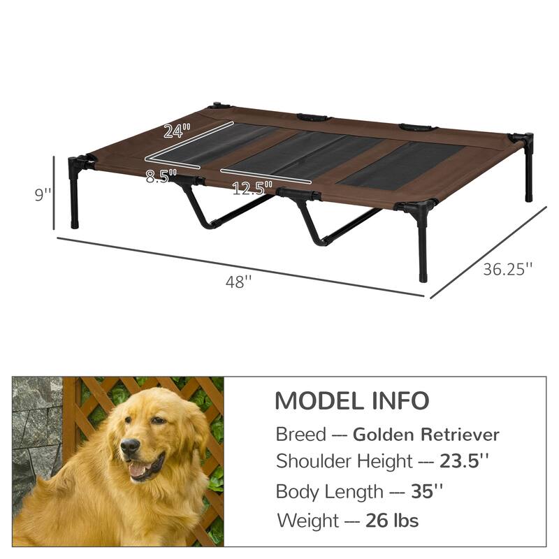 Elevated Raised Cooling Cots Bed for Large Dogs Portable Indoor & Outdoor Pet Hammock w/ Carry Bag Metal Frame Breathable Mesh