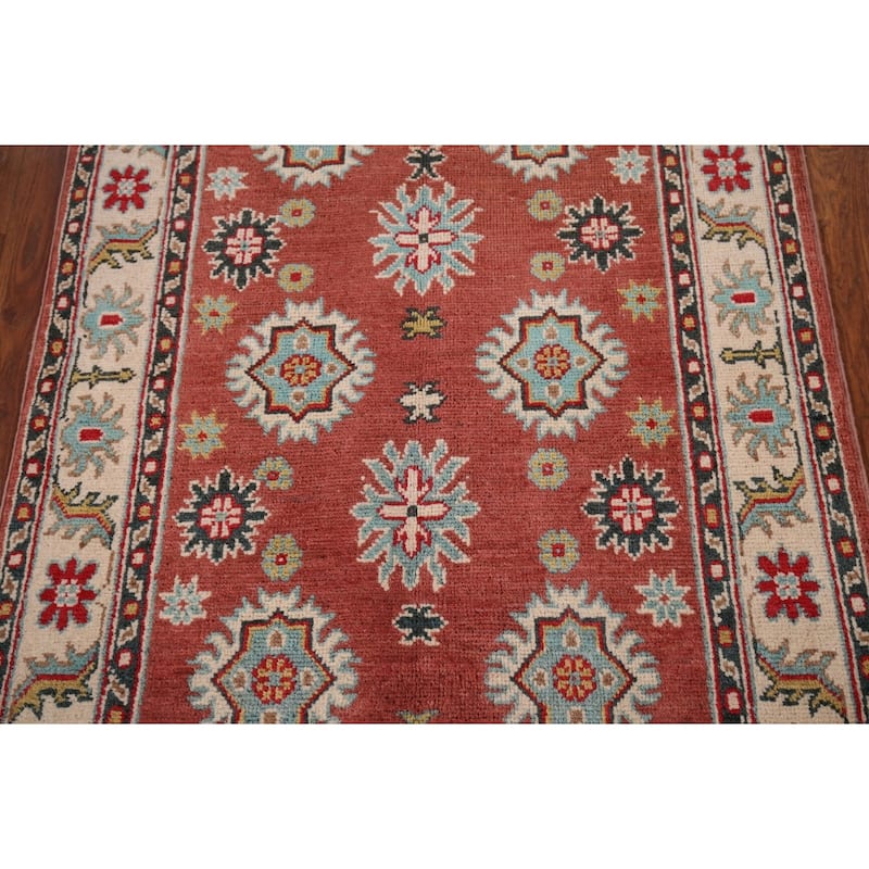 Kazak Accent Rug Handmade Traditional Orange Wool Carpet - 2'8" x 4'1"