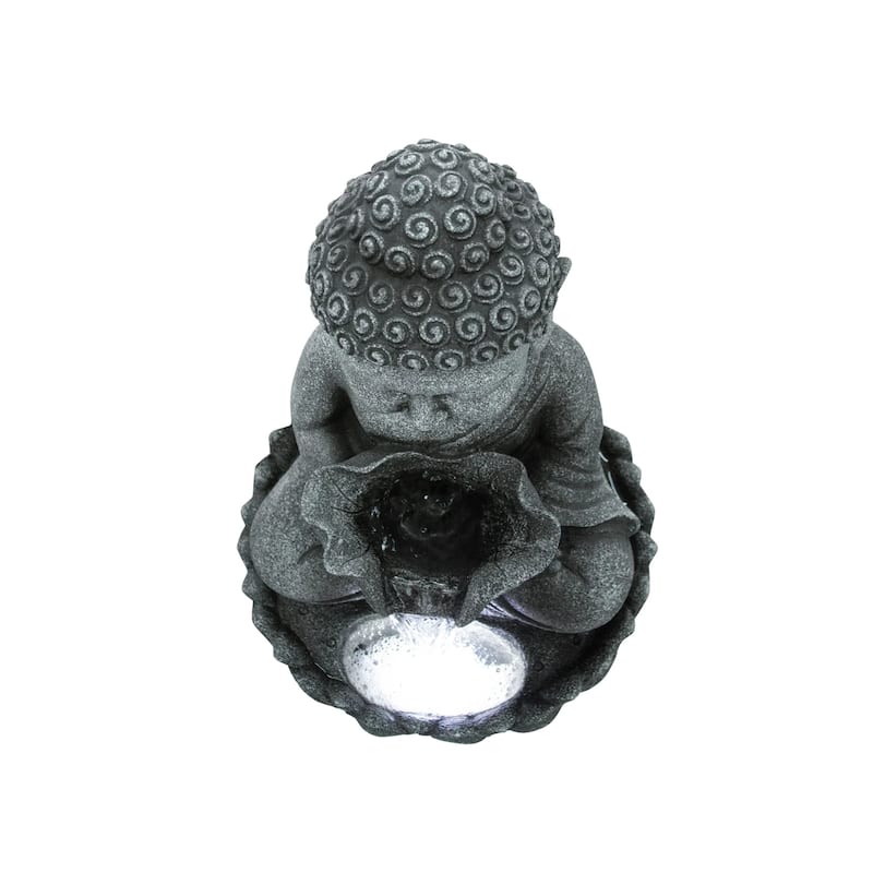 LED Lighted Sitting Buddha Outdoor Garden Water Fountain - 21.75"