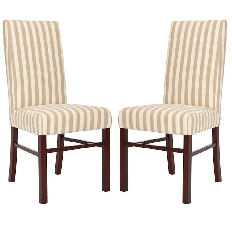 SAFAVIEH Kandi Parsons Stripe Linen Dining Chairs (Pack Of 2) - 18.5" x 23.8" x 39.4" - 19"W x 24"D x 39"H