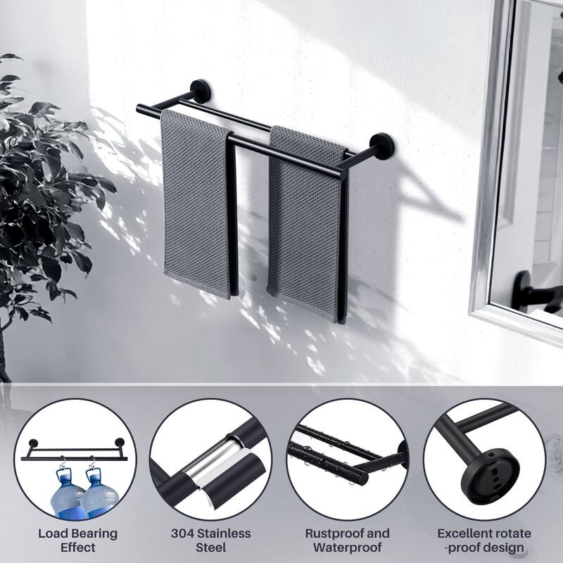 WOWOW Wall Mounted Stainless Steel Double Towel Bar