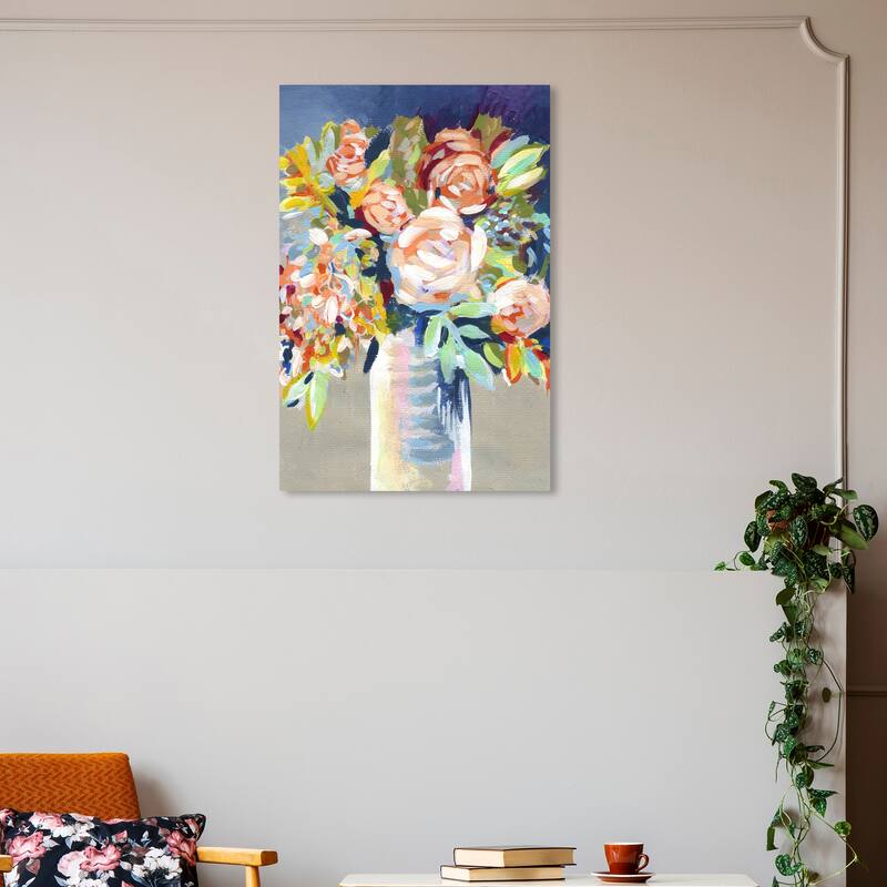 Wynwood Studio Canvas Floral and Botanical Vitale Small Orange and Modern & Contemporary Wall Art Canvas Print - 30 x 20