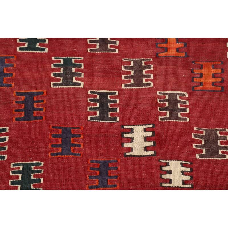 Kilim Qashqai Persian Vintage Rug Hand-Woven Wool Carpet - 5'0"x 7'9"