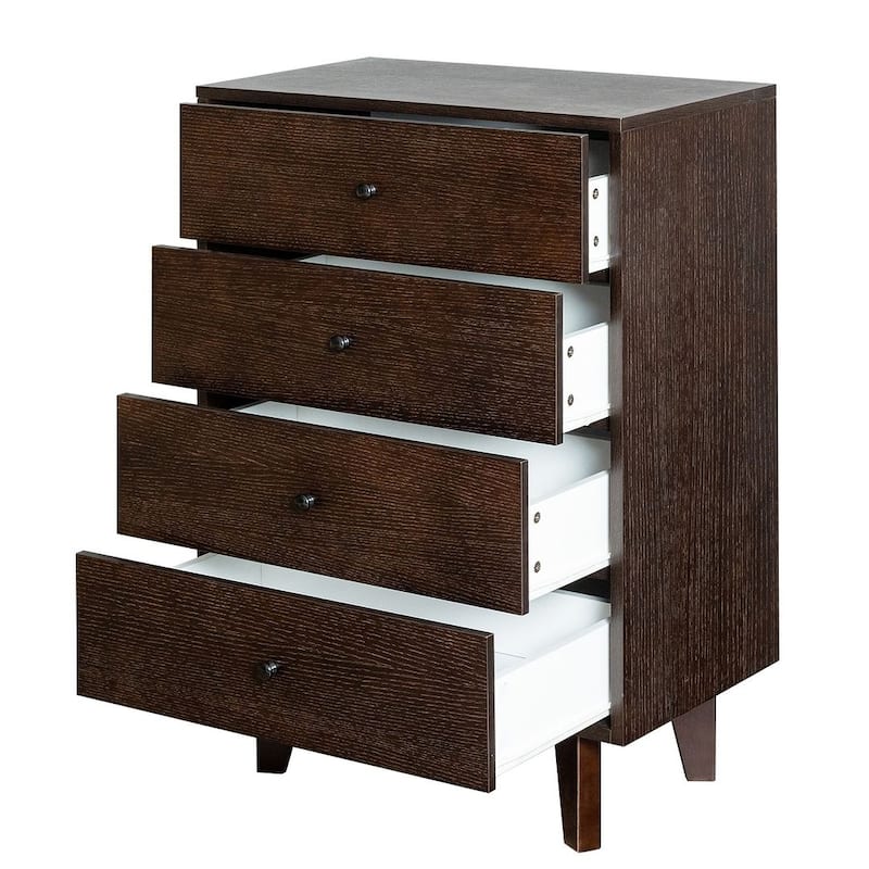 Modern Auburn Solid Wood Dresser Chest of Drawers with Retro Round Handle