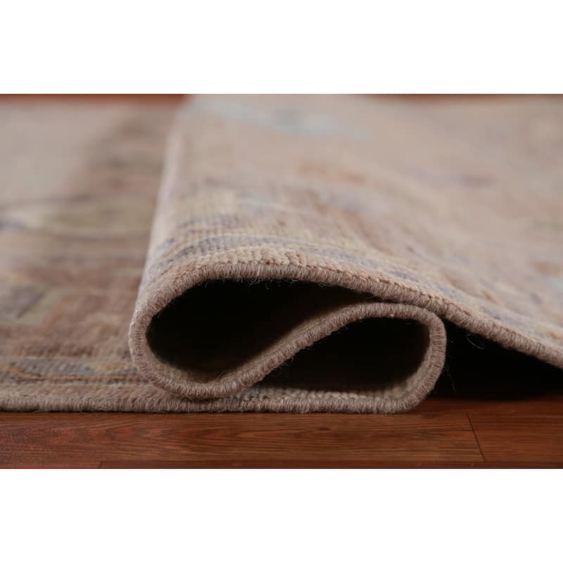 Hand Knotted Oriental 100% Wool Carpet Transitional All-Over Brown Oushak Area Rug - 10' 6'' X 8' 0''