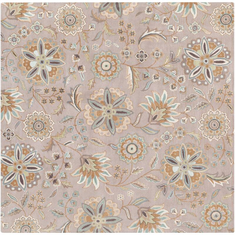 Lily Hand-tufted Transitional Floral Pattern Wool Area Rug - 4' Square - Grey - Square/Runner