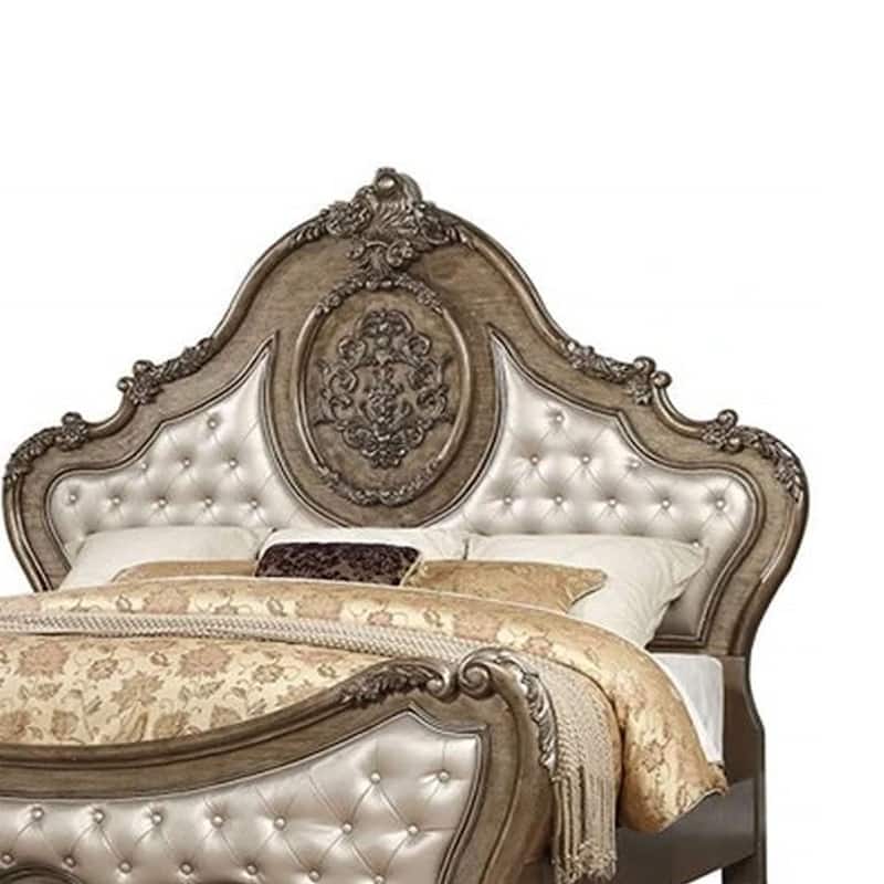 Traditional Elegant Style Queen Size Arched Panel Bed, Brown