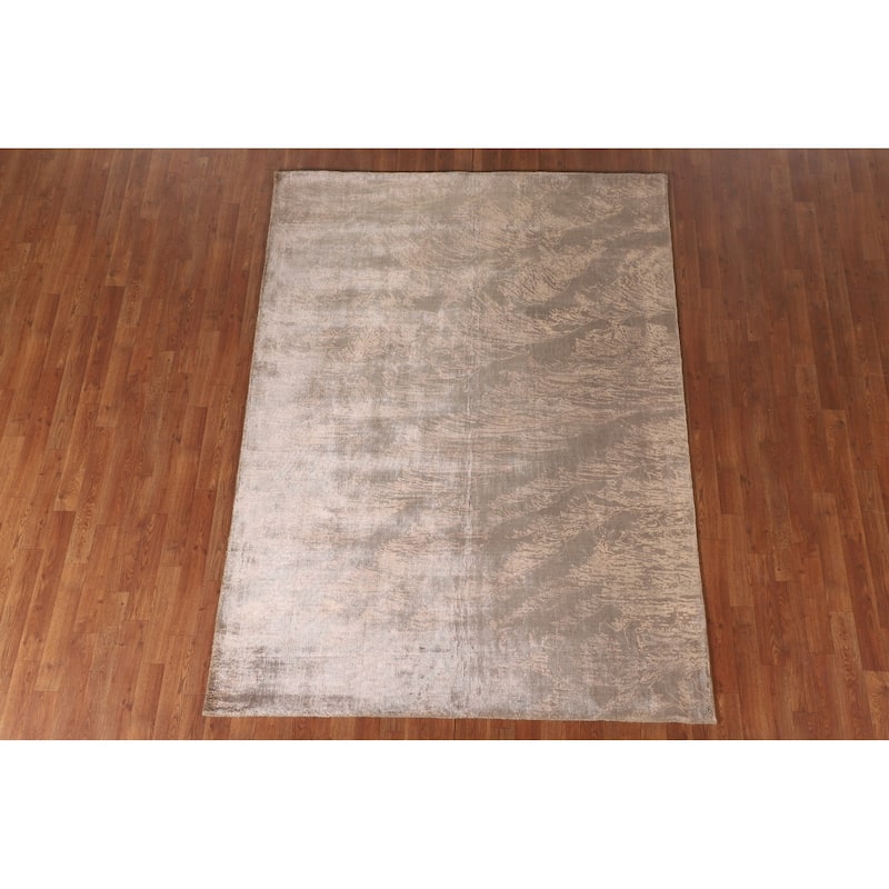 Abstract Indian Area Rug Handmade Wool Carpet - 5'7"x 7'8"