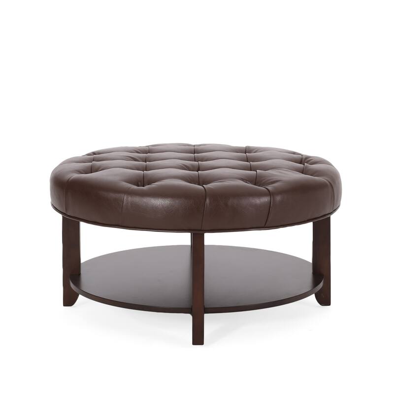 Round Upholstered Ottoman - Classic Shape for Versatile Home Use