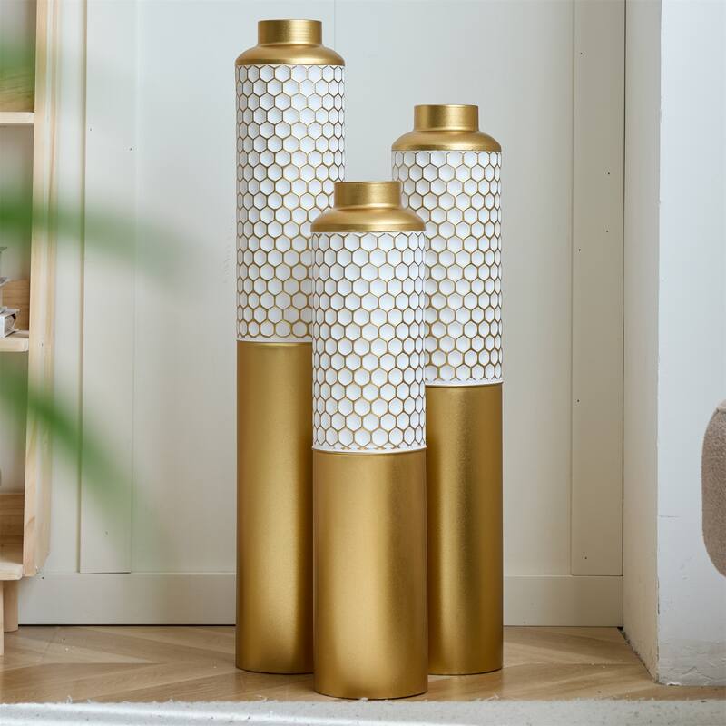 Droplet Shaped Home Decorated Floor Metal Vases (Set of 3)