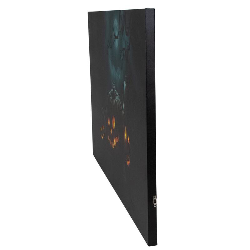 LED Spooky Halloween Jack-O-Lanterns Canvas Wall Art 23.5"x15.75"