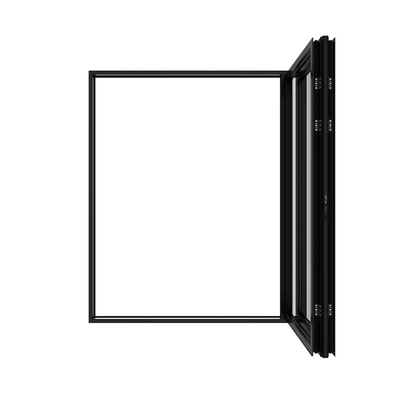 KaMic Elite-Fold 72" x 96" 2-Panel Aluminum Folding Door in Black with Hidden Hinges & Rollers, Folded Out From Left To Right