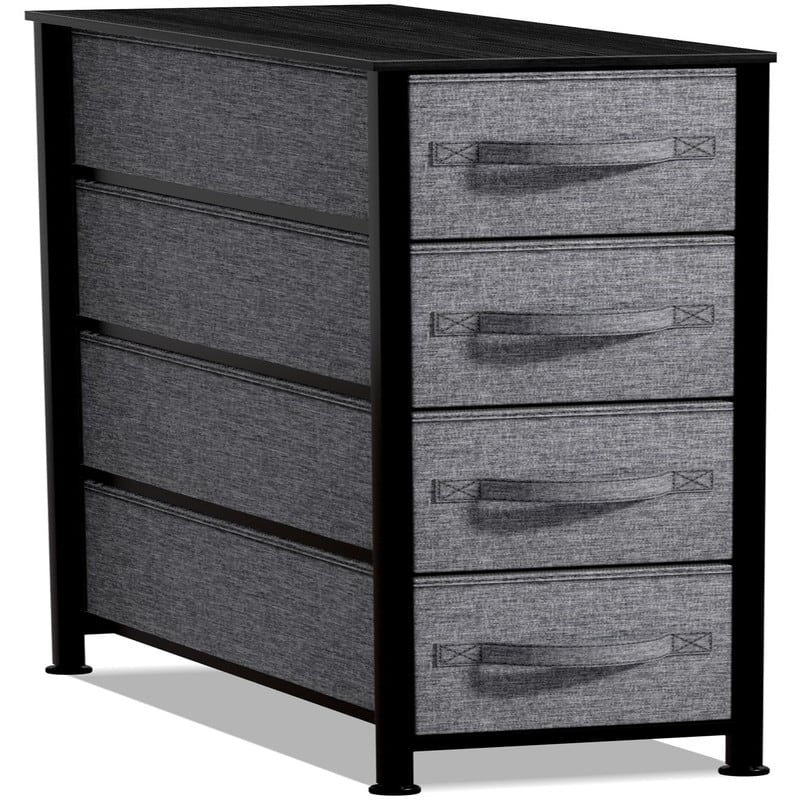 Narrow Dresser with 4 Drawers - Black/Charcoal