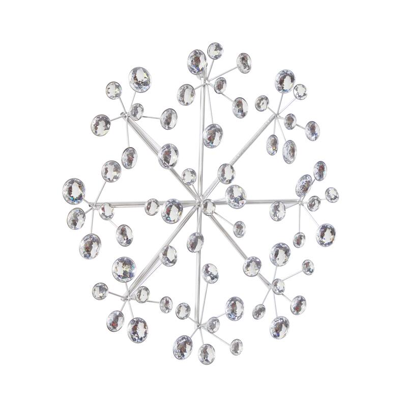 Metal Starburst Wall Decor with Crystal Embellishment - Silver - Roche River Decor