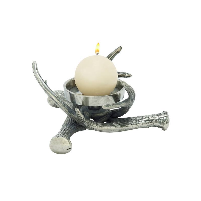 Silver Aluminum Metal Antler Decorative Candle Holder