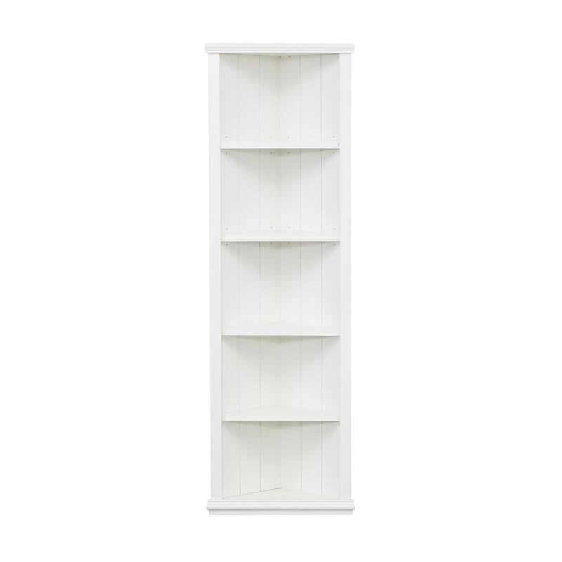 Roomfitters Set of 2 Triangle Bookshelves, 75.25'' Tall 5-Tier Display Bookcase for Hallways, Office and Living Room, White