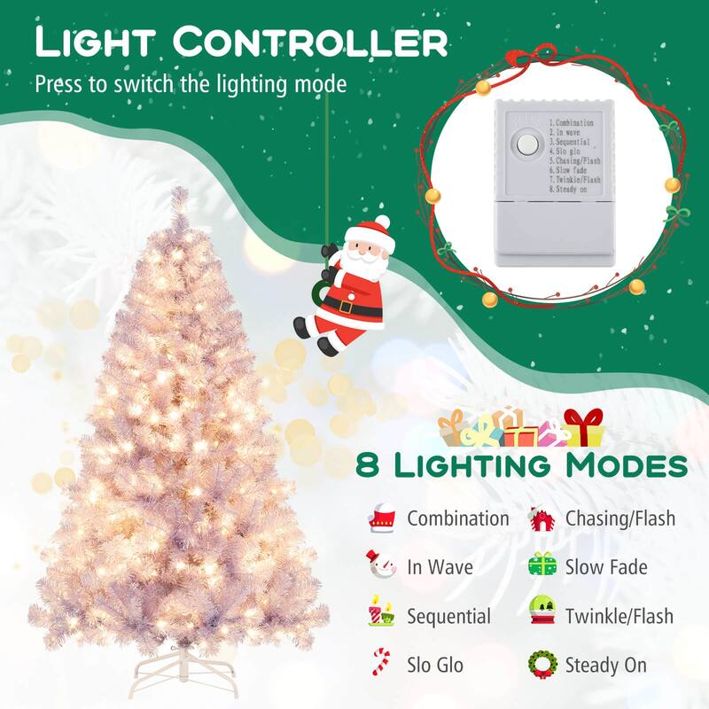 Costway 6.5 FT/7.5 FT Artificial Xmas Tree with 250/550 White LED - See Details