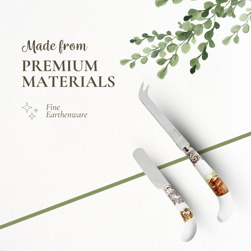 Spode Woodland Cheese Knife and 6 Spreaders