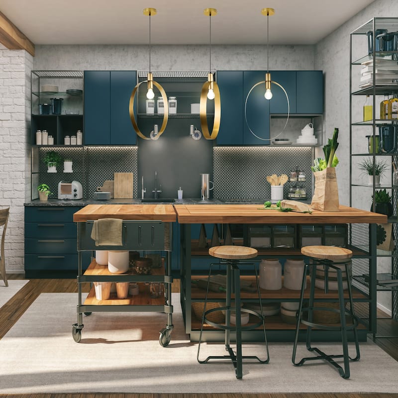 Lena River of Goods Gold Finish Metal 20-Inch Pendant Light with Adjustable Hanging Cord - 13.5" x 2" x 66"