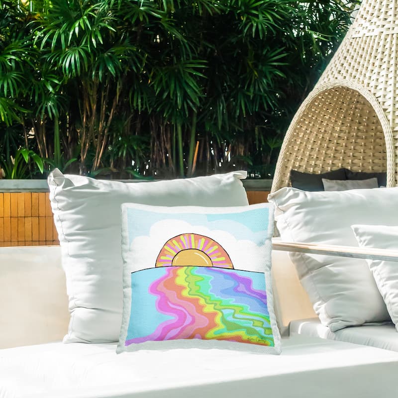 Stupell Swirling Rainbow on Sea Surface Printed Outdoor Throw Pillow Design by Katie Conley