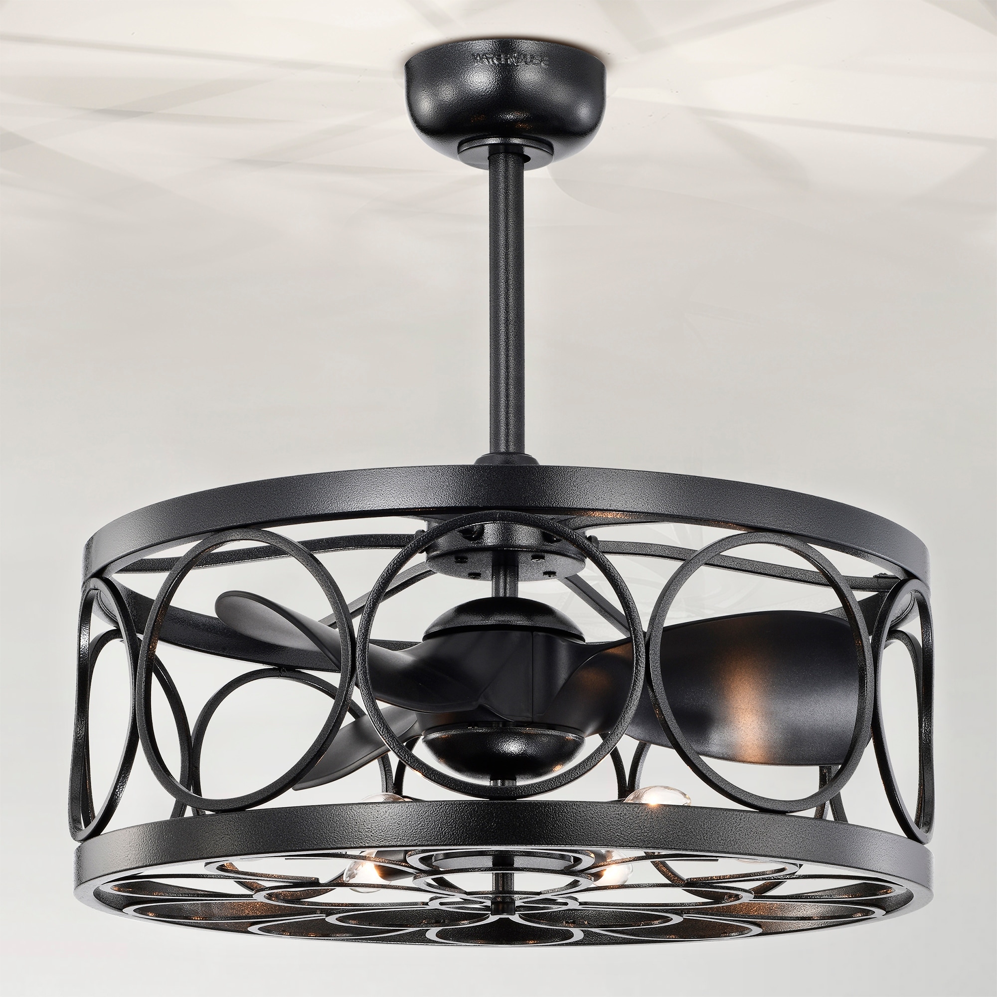 Warehouse of Tiffany Sultan 24-inch Gunmetal Black 6 Lights 3 Blades Lighted Ceiling Fan with Remote