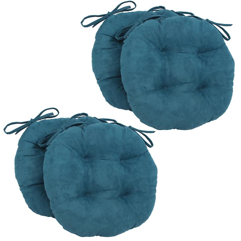 16-inch Round Indoor Microsuede Chair Cushions (Set of 2, 4, or 6) - Set of 4 - Teal