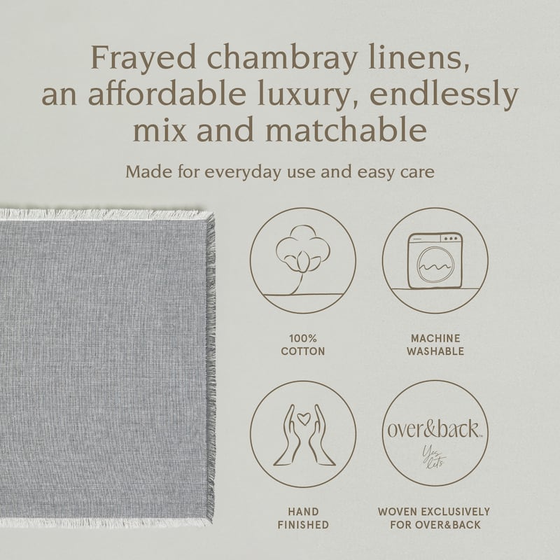 over&back 100% Cotton Frayed Chambray Placemats - Set of 4